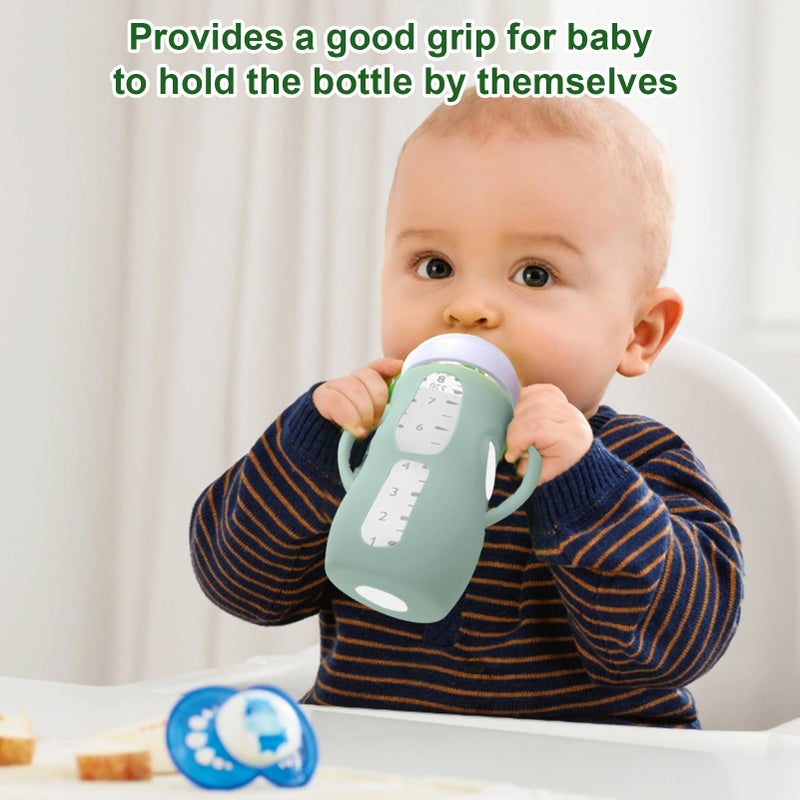Juome Silicone Sleeves with Handles for Avent Natural Glass Baby Bottle - 3 Pack Anti Breakage Baby Bottles Holder, Compatible with Philips Avent Anti Colic Baby Bottles 8 oz - Image 3